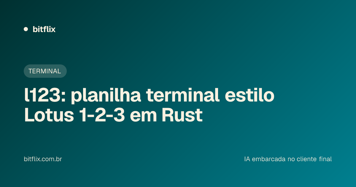 l123: planilha terminal estilo Lotus 1-2-3 em Rust